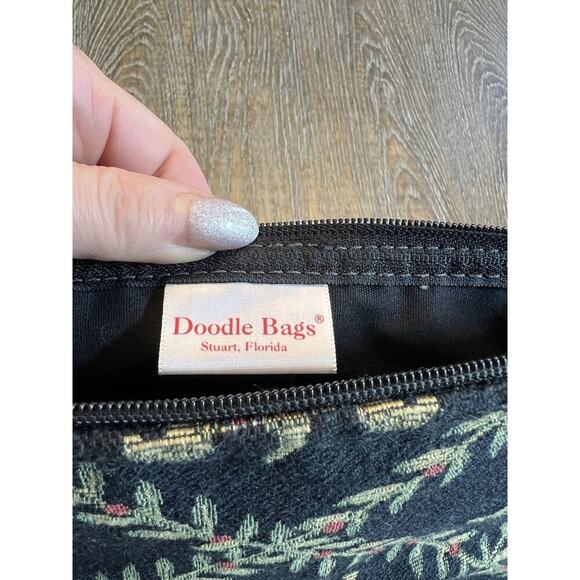 Doodle Bags Purse Made In Florida Tapestry Turtle Black VTG - Picture 6 of 8